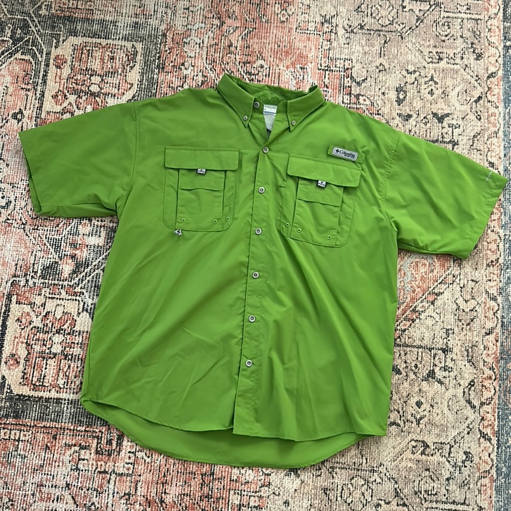 Green, relaxed fit PFG Bahama Icon Short Sleeve Shirt
